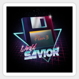 80's World Savior - Retro Wave Floppy Disk - Computer Geek Sticker